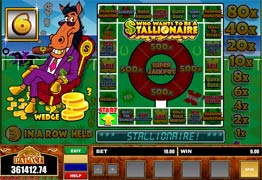 You can win up to a x500 multiplier value on your bet amount in the Who Wants To Be A Stallionaire bonus game.