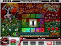 Apocalypse Cow is a three reel, one payline, and one coin slot machine.  This is another new Microgaming version of the typical and traditional UK AWP slot  machine or also known as a Pub Fruit machine.